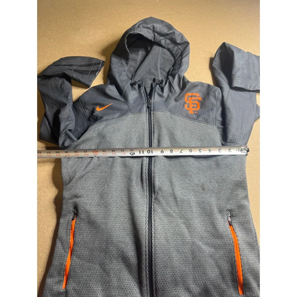 Nike San Francisco Giants Therma-FIT Full Zip Hoodie Gray Orange Mens Medium